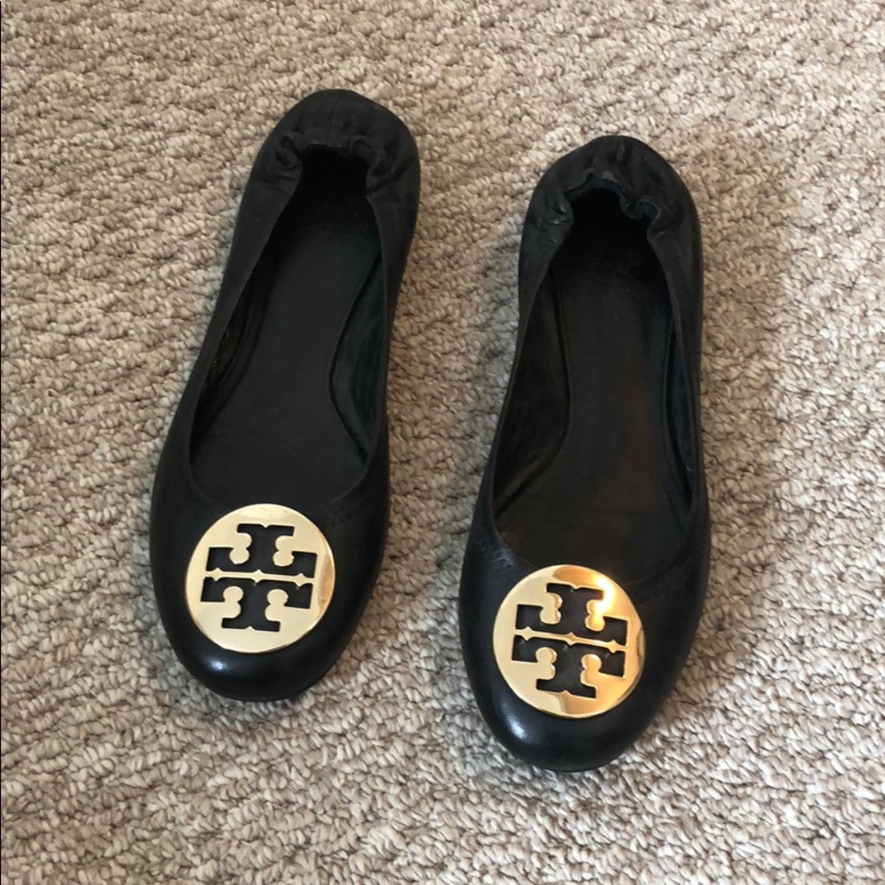 Tory Burch Black Reva flat size 9 EUC
